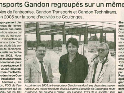 Annonce Presse Fvrier 2005 GANDON TRANSPORTS et GANDON TECHNITRANS regroups sur un mme site