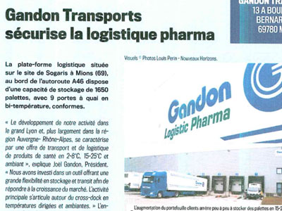 FROID NEWS La Route du Froid Juin 2018 GANDON scurise la logistique pharma